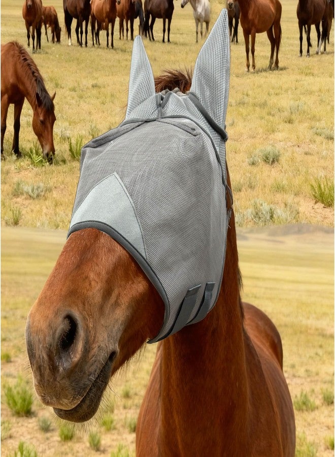 INKNOTE Horse Fly mask with Ears Half face UV Protection for Horses Adjustable Smooth fine mesh Horse Head mask Large Size Horses Accessories for Ranch Daily Training,Grey - Image 5